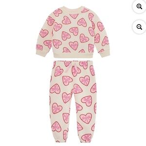 Way To Celebrate Toddlers Delicate Ivory Hearts 2 PC Jogger Set Size 5T NWT